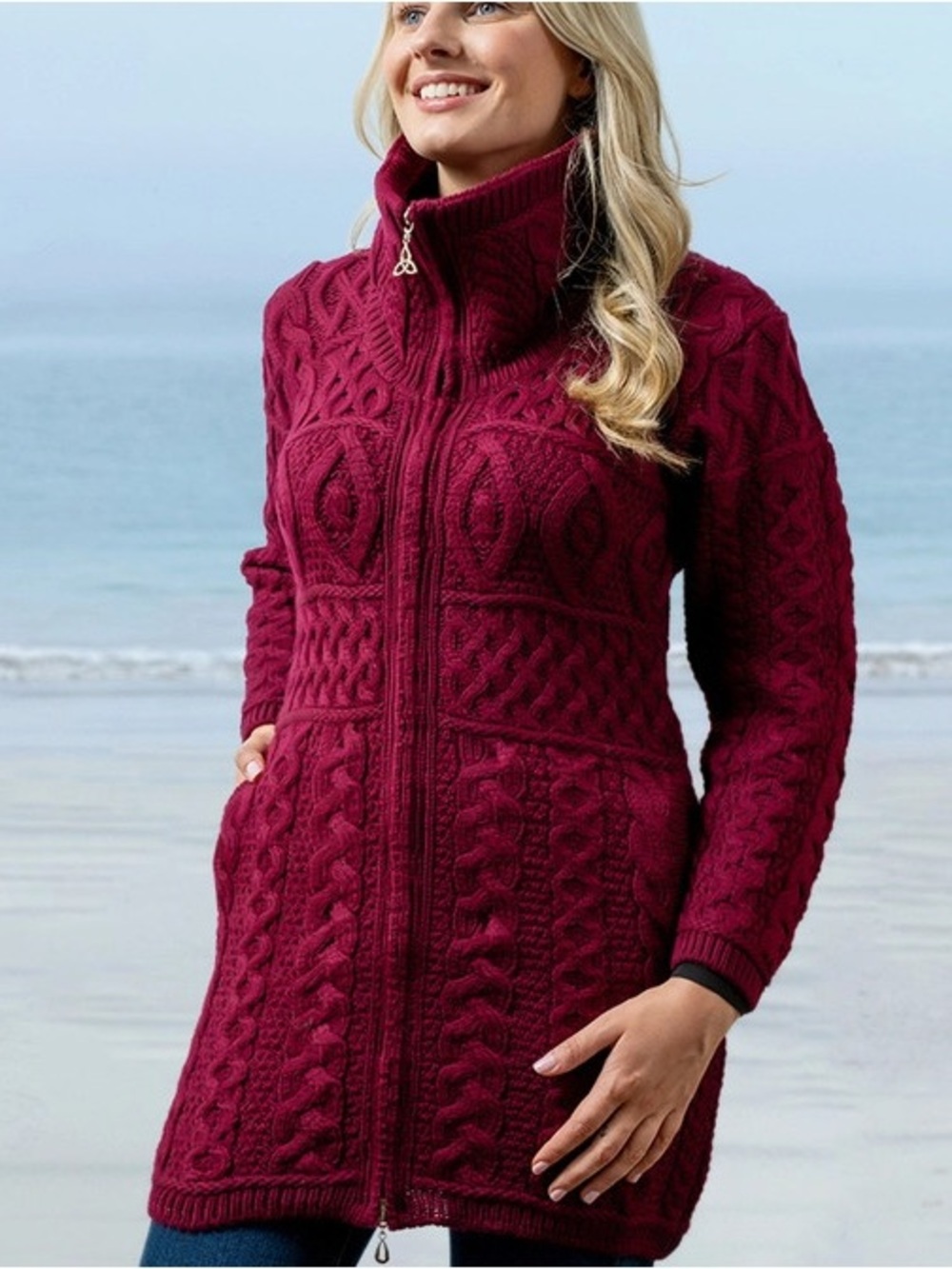 Aran Double Collar Merino Wool Coat